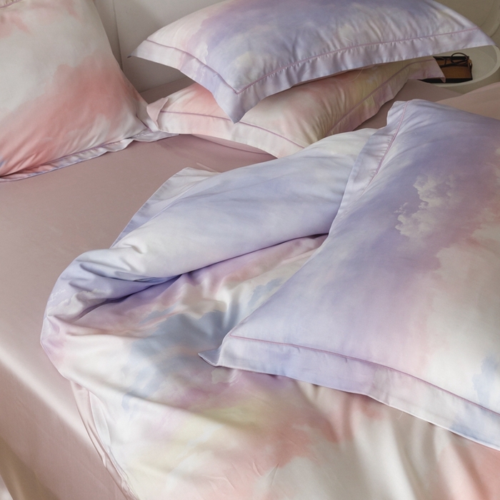 91家纺网 家纺一手货源 找家纺 金奇达2025新款【休闲午后】-轻氧水光莱赛尔四件套（标准号全网控价（折后券后）不低于258） 梦幻云彩