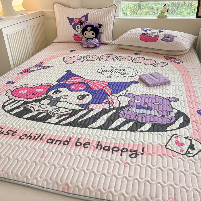 91家纺网 家纺一手货源 找家纺 金爱家 2025新款正版三丽鸥凉感乳胶凉席 贪玩库洛米