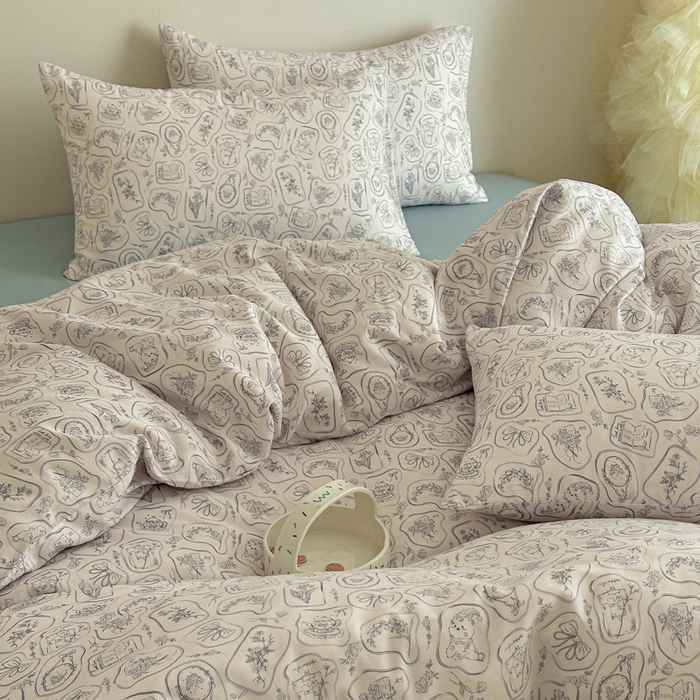 91家纺网 家纺一手货源 找家纺 塞纳 2026新款.全棉有氧双层纱四件套-场景二-浪漫主义-兰