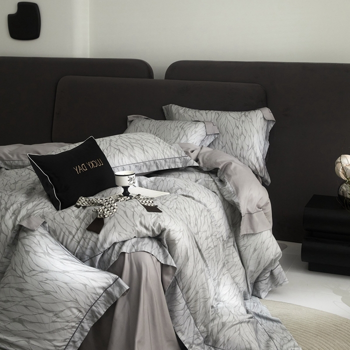 91家纺网 家纺一手货源 找家纺 金奇达2025新款【盛夏流年】-茧养莱赛尔四件套（标准号全网控价（折后券后）不低于258元） 梵高-洛根灰