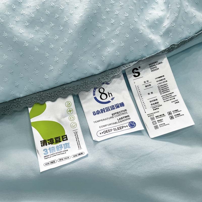 91家纺网 家纺一手货源 找家纺 鑫琪莱 2025新款提花花边大豆夏被夏凉被空调被 星海-蓝
