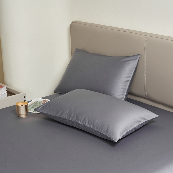 91家纺网 家纺一手货源 找家纺 闲鱼家纺 2025新款亲肤舒适60S黑标A类全棉纯色四件套单被套单床笠-风格一 远山灰