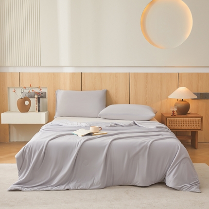 居易简 2025新款夏被空调被A类云母氨纶凉感丝夏凉被（可供外贸跨境）  山灰