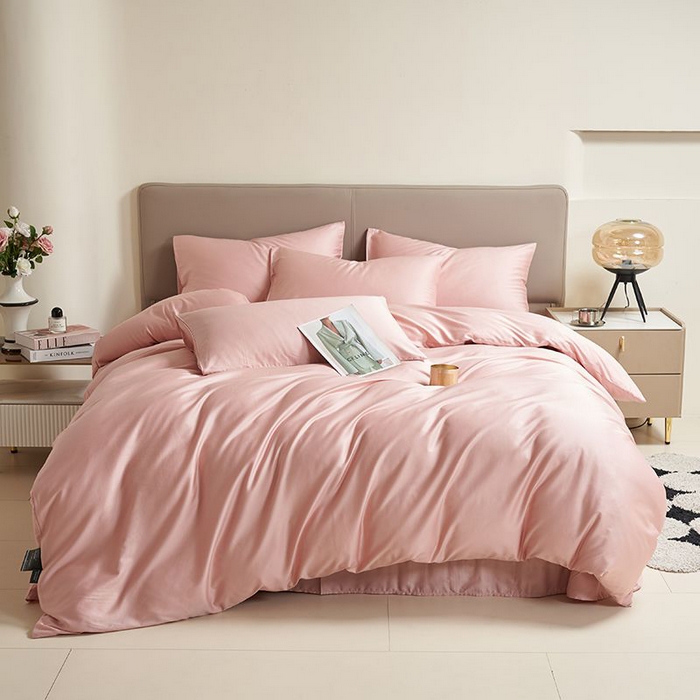 91家纺网 家纺一手货源 找家纺 暖芯家纺 2025新款60S黑标全棉四件套 暖心粉