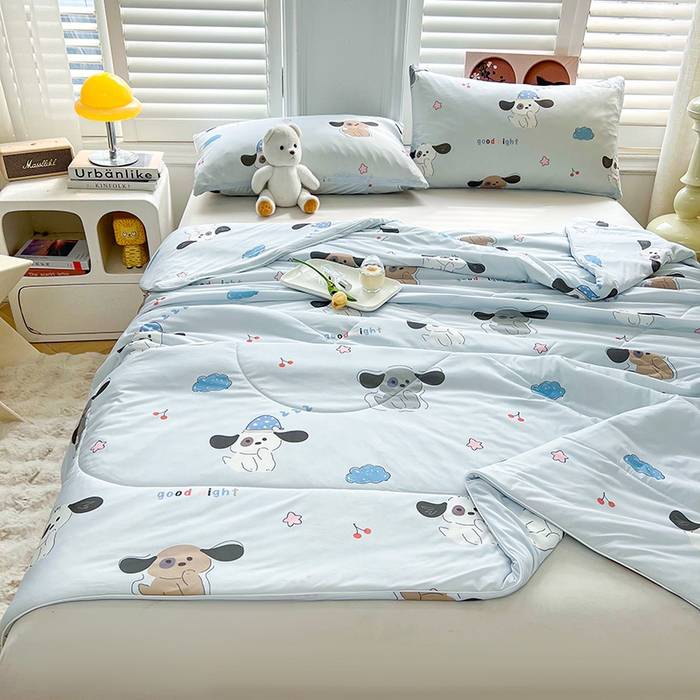 91家纺网 家纺一手货源 找家纺 好梦来家纺（原锦茂家纺） 2025新款印花凉感丝抗菌夏被 大耳狗