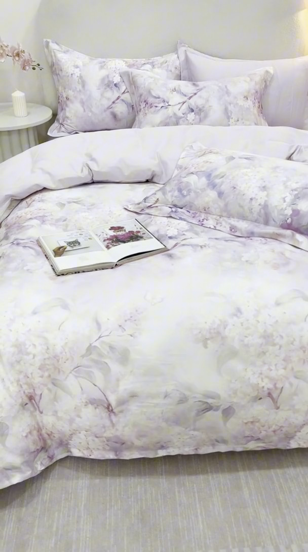 91家纺网 家纺一手货源 找家纺 2025新款【如梦令】红金裸盖棉四件套（标准号 全网控价） 花房姑娘-紫