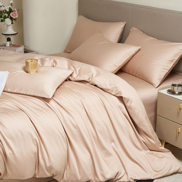 91家纺网 家纺一手货源 找家纺 暖芯家纺 2025新款60S黑标全棉四件套 奶咖杏