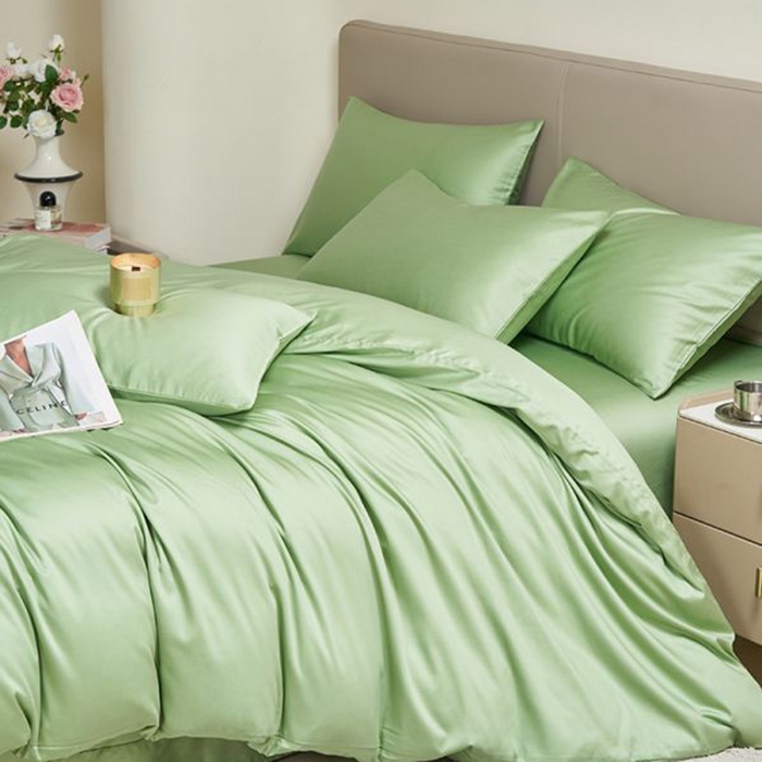 91家纺网 家纺一手货源 找家纺 暖芯家纺 2025新款60S黑标全棉四件套 翠微绿
