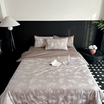 91家纺网 家纺一手货源 找家纺 玉宇阁2025新款100S色织天丝棉大提花四件套简约雪融白茶-简约 简约雪融