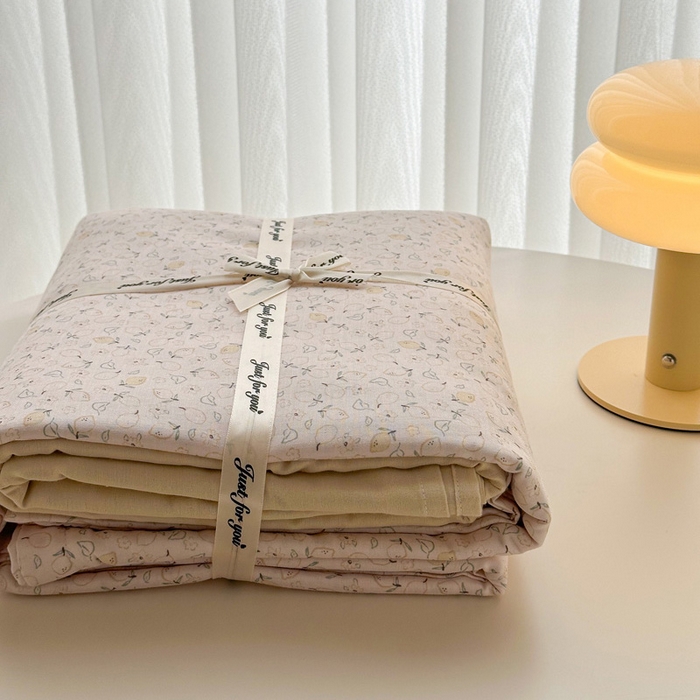 91家纺网 家纺一手货源 找家纺 塞纳 2026新款.全棉有氧双层纱四件套-场景一 柠语-桔