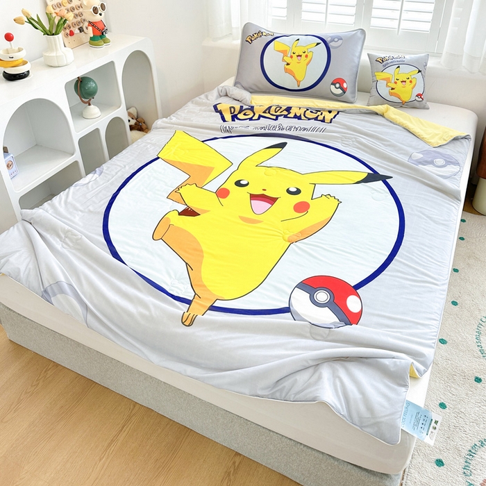 91家纺网 家纺一手货源 找家纺 ds生活馆 2025新款A类大版卡通凉感丝夏被 宝可梦