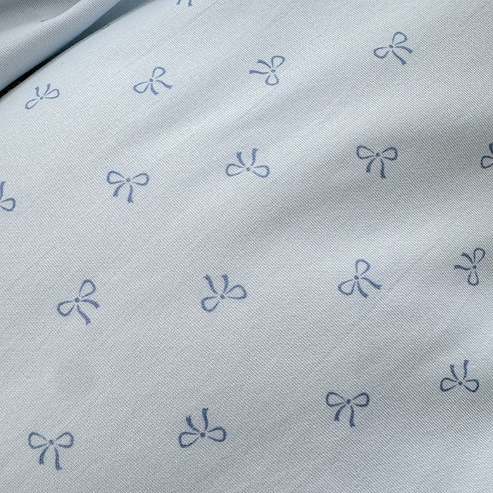 91家纺网 家纺一手货源 找家纺 大麦家纺 2025新款韩式花边亲肤棉四件套 蓝色蝴蝶结