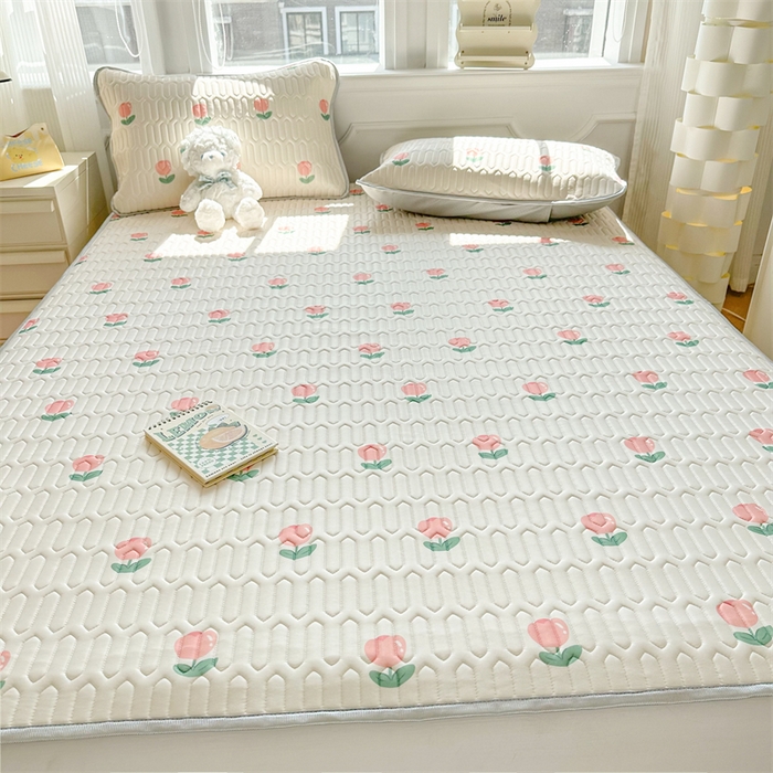 91家纺网 家纺一手货源 找家纺 慕尚家纺 2025新款小清新凉感丝乳胶席 郁金香