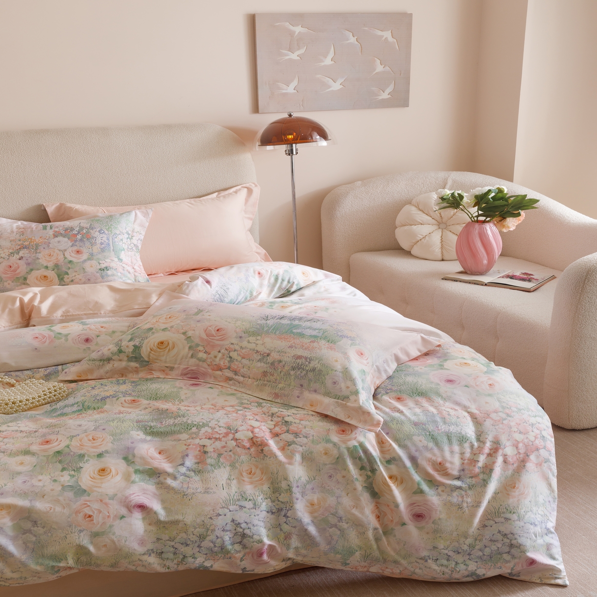 91家纺网 家纺一手货源 找家纺 2025新款【如梦令】红金裸盖棉四件套（标准号 全网控价） 芳香-柳绿