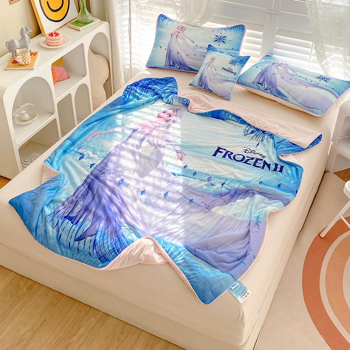 91家纺网 家纺一手货源 找家纺 ds生活馆 2026新款A类大版卡通凉感丝夏被 艾莎女王