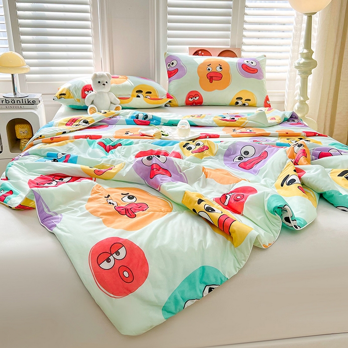 91家纺网 家纺一手货源 找家纺 好梦来家纺（原锦茂家纺） 2025新款印花凉感丝抗菌夏被 缤纷涂鸦