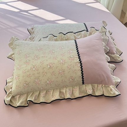 91家纺网 家纺一手货源 找家纺 大麦家纺 2025新款韩式花边亲肤棉四件套 花影