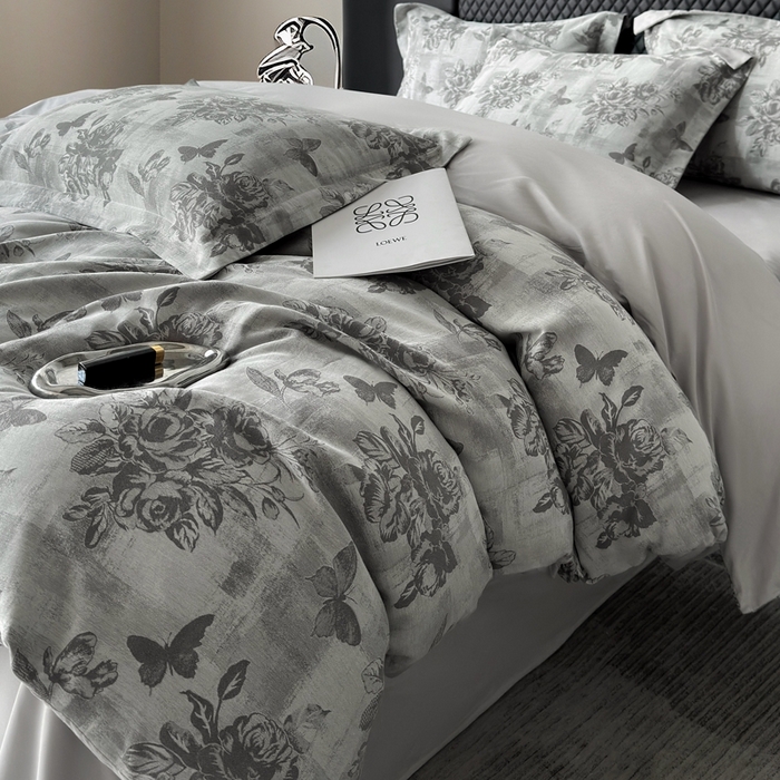 91家纺网 家纺一手货源 找家纺 朵希曼 2025新款轻奢全棉提花系列四件套 知画-灰