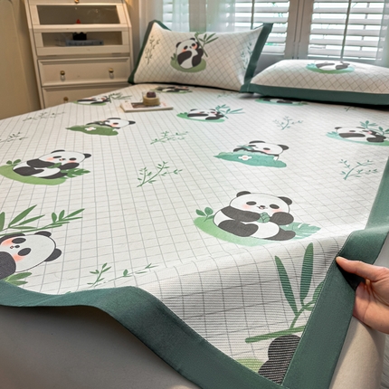 席佬大 2025新款高克重卡通数码印花冰藤席床席床笠款 竹子-平铺款