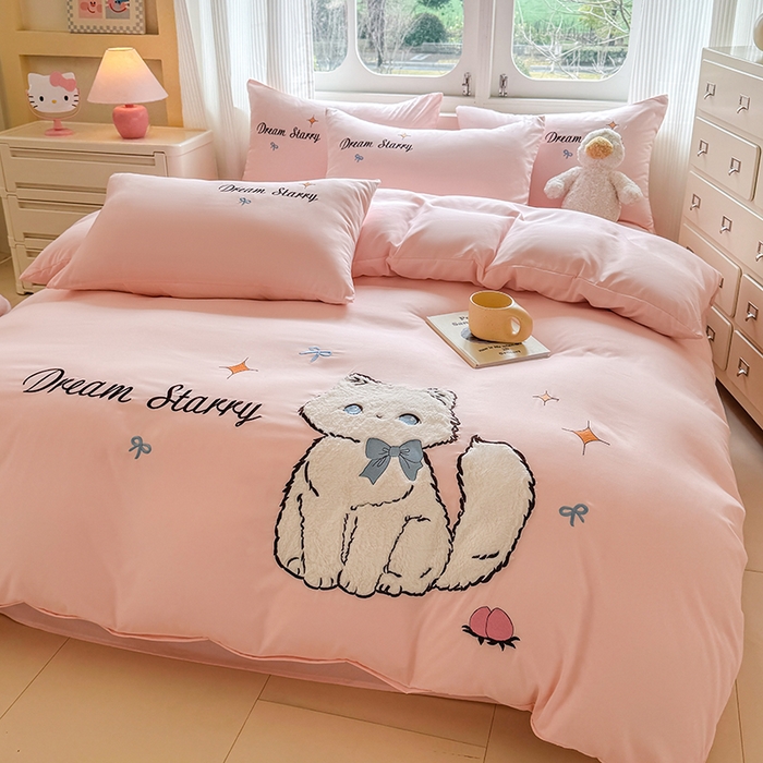 91家纺网 家纺一手货源 找家纺 （总）凯美 2025新款超柔水洗棉卡通贴布绣四件套