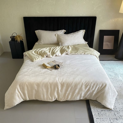 91家纺网 家纺一手货源 找家纺 玉宇阁2025新款100S色织天丝棉大提花四件套-山茶漫漫 山茶漫漫薄雾清晨