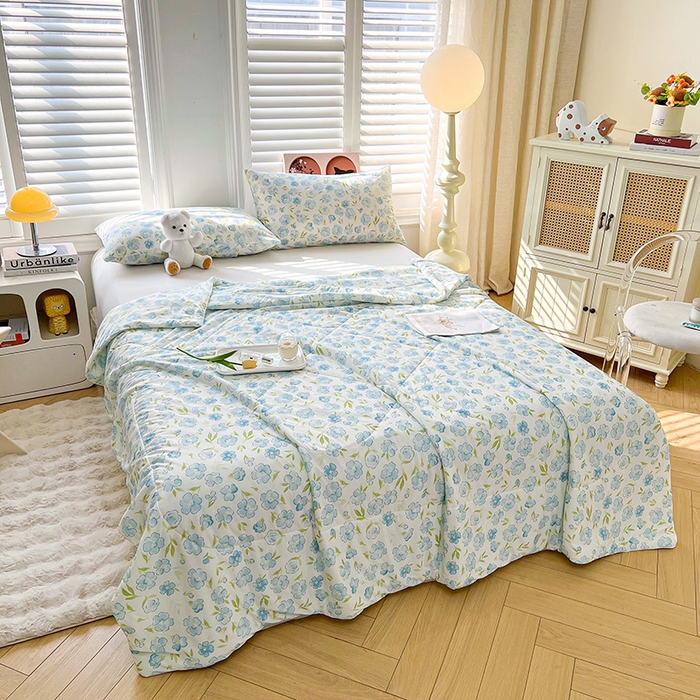 91家纺网 家纺一手货源 找家纺 好梦来家纺（原锦茂家纺） 2026新款印花凉感丝抗菌夏被 微夏