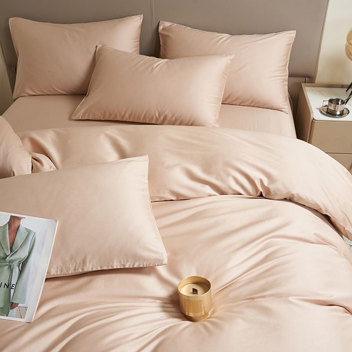 91家纺网 家纺一手货源 找家纺 暖芯家纺 2025新款60S黑标全棉四件套 奶咖杏