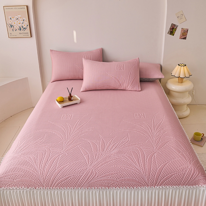 91家纺网 家纺一手货源 找家纺 （总）席之家 2025新款3D冰感床裙渐变色凉席-叶叶生歌