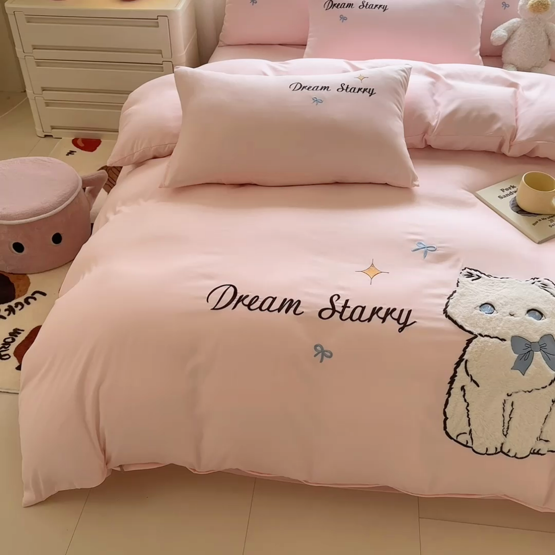 91家纺网 家纺一手货源 找家纺 （总）凯美 2025新款超柔水洗棉卡通贴布绣四件套