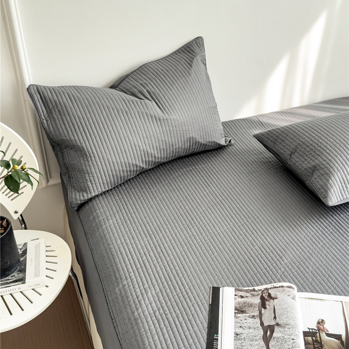 91家纺网 家纺一手货源 找家纺 法芙娜家纺 2025新款全棉40S水洗棉床笠 深灰