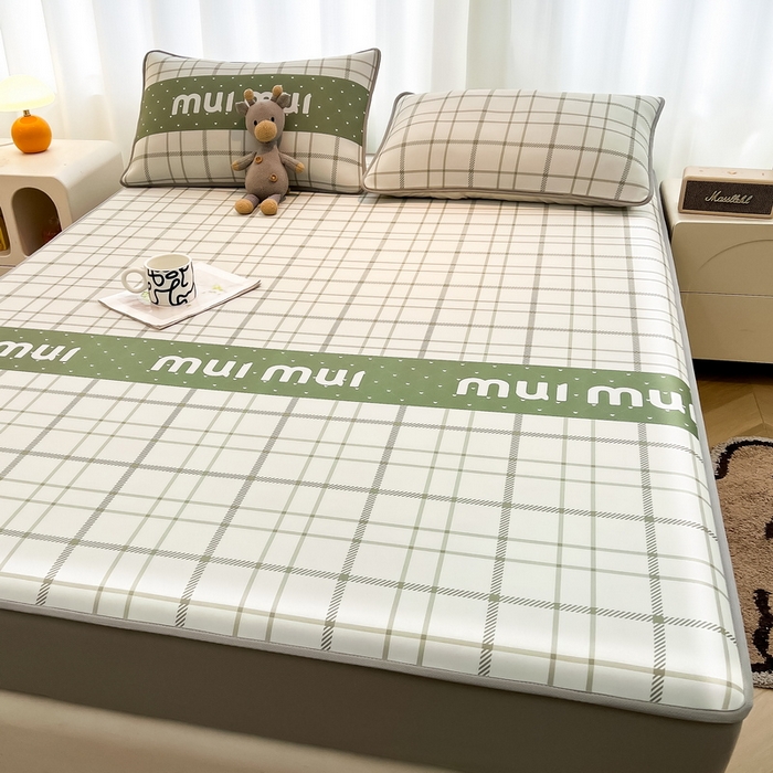 91家纺网 家纺一手货源 找家纺 2025春夏新款独家研发太空层凉感软席冰丝印花凉席床笠款 玛丽格