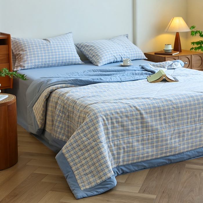 91家纺网 家纺一手货源 找家纺 雯雨家纺 2025新款A类无印风里外全棉纯棉水洗棉新疆棉花夏被夏凉被空调被 朵拉兰