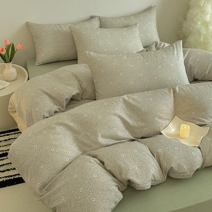 91家纺网 家纺一手货源 找家纺 2025新款全棉有氧A类母婴级双层纱印花四件套 流薇纱-绿