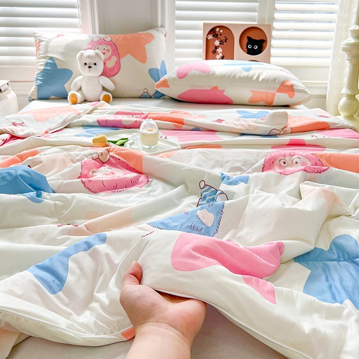 91家纺网 家纺一手货源 找家纺 好梦来家纺（原锦茂家纺） 2026新款印花凉感丝抗菌夏被 星愿