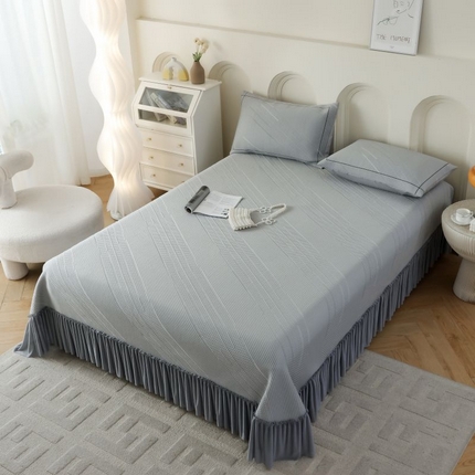 2025新款亲肤流星雨冰丝席床裙 灰色