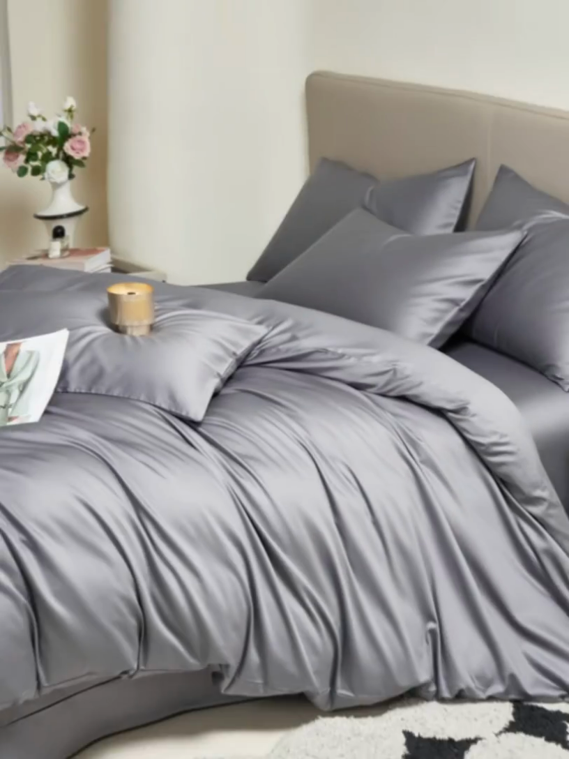 91家纺网 家纺一手货源 找家纺 暖芯家纺 2025新款60S黑标全棉四件套 星辰灰