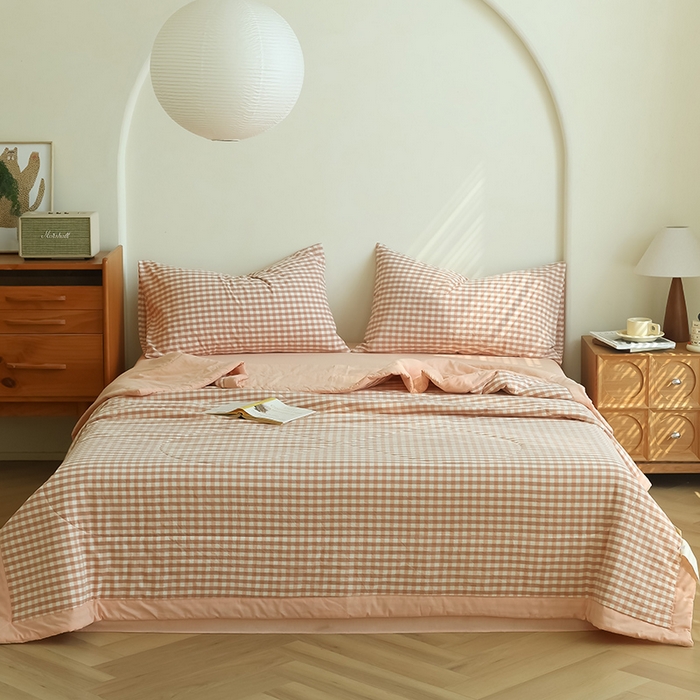 91家纺网 家纺一手货源 找家纺 雯雨家纺 2025新款A类无印风里外全棉纯棉水洗棉新疆棉花夏被夏凉被空调被 玉小格