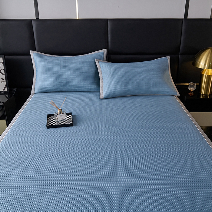 91家纺网 家纺一手货源 找家纺 席之家 2025新款4D冰感泡泡凉席-暮光 暮光-蓝(直角)