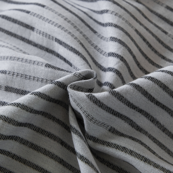 91家纺网 家纺一手货源 找家纺 2025新款亲肤全棉三层纱提花四件套 韵律-星灰