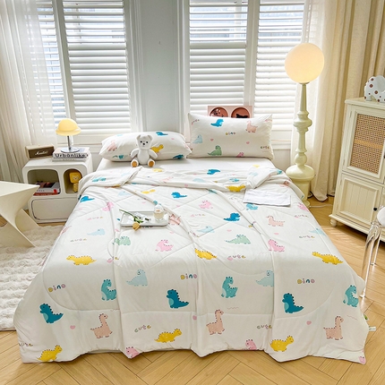 好梦来家纺（原锦茂家纺） 2026新款印花凉感丝抗菌夏被 时尚恐龙