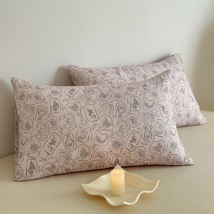 91家纺网 家纺一手货源 找家纺 塞纳 2026新款.全棉有氧双层纱四件套-场景一 浪漫主义-灰