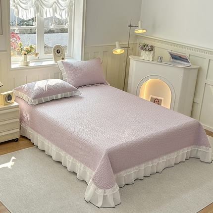 91家纺网 家纺一手货源 找家纺 （总）金艾草 发2025新款亲肤舒适纯色泡泡棉韩版韩版床盖三件套