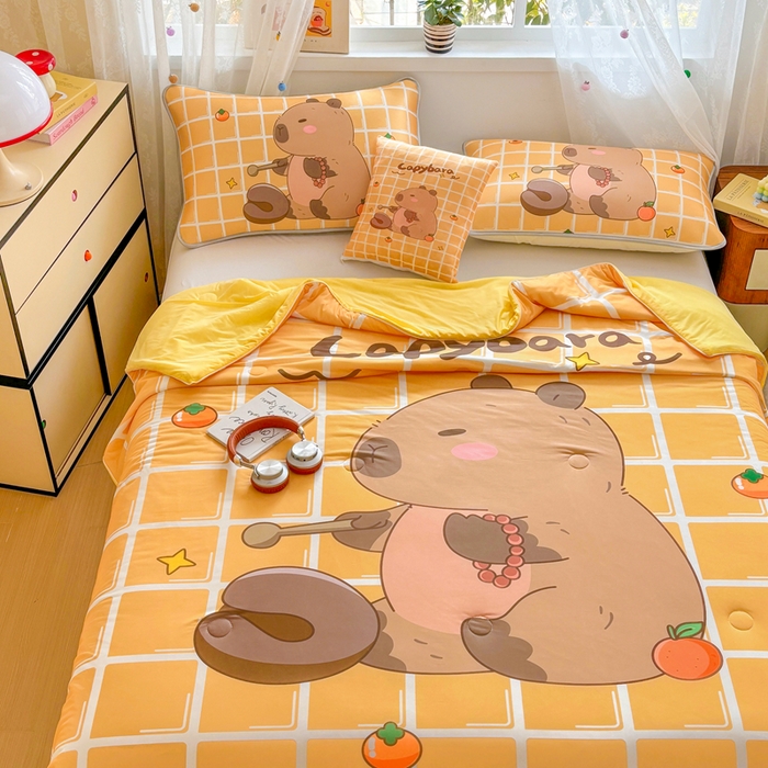 91家纺网 家纺一手货源 找家纺 ds生活馆 2025新款A类大版卡通凉感丝夏被 木鱼巴拉