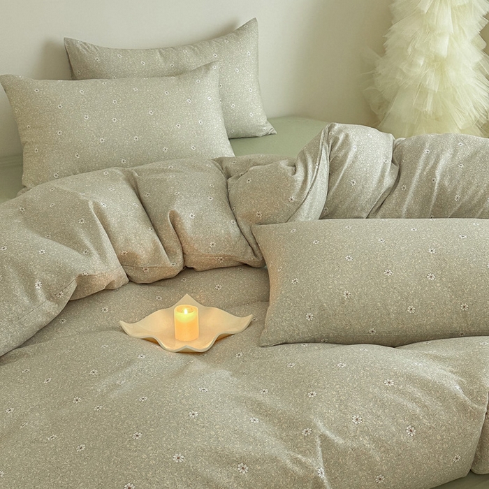 91家纺网 家纺一手货源 找家纺 塞纳 2026新款.全棉有氧双层纱四件套-场景一 流薇纱-绿