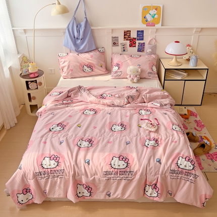 91家纺网 家纺一手货源 找家纺 昊川家纺 2025新款三丽鸥A类水洗双层纱夏被夏凉被空调被 wink KT