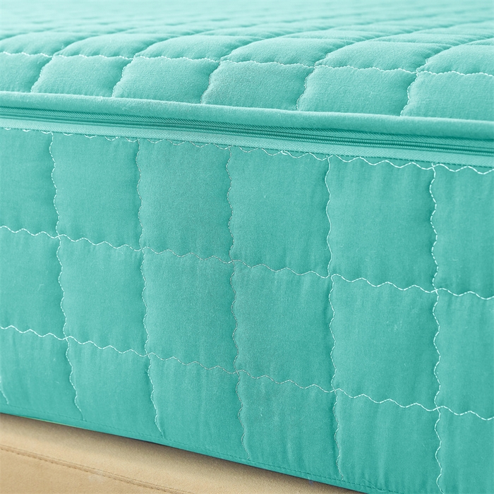 91家纺网 家纺一手货源 找家纺 欧邦 2025新款水洗原棉六面全包夹棉床笠 净水绿