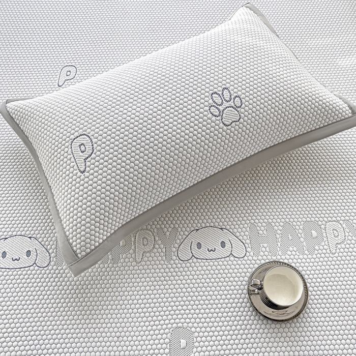 91家纺网 家纺一手货源 找家纺 富馨莱 2025新款A类480克PE凉感凉豆豆凉席三件套和单件平铺款 呆呆狗