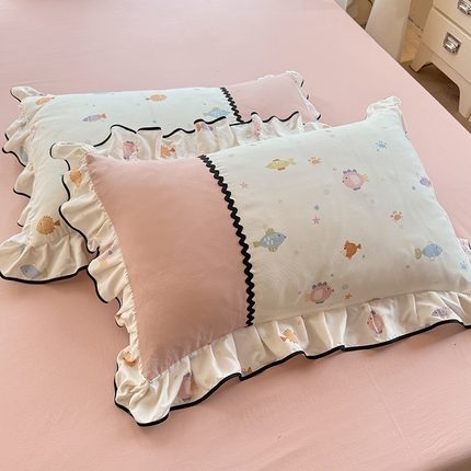 91家纺网 家纺一手货源 找家纺 大麦家纺 2025新款韩式花边亲肤棉四件套 好多鱼