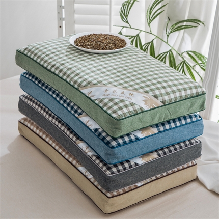 91家纺网 家纺一手货源 找家纺 （总）仁宇枕业 2025新款新品全棉色织水洗棉宫廷全荞麦枕头枕芯-田园格子系列草本荞麦枕
