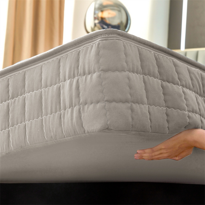 91家纺网 家纺一手货源 找家纺 （总）欧邦 2025新款水洗原棉六面全包夹棉床笠